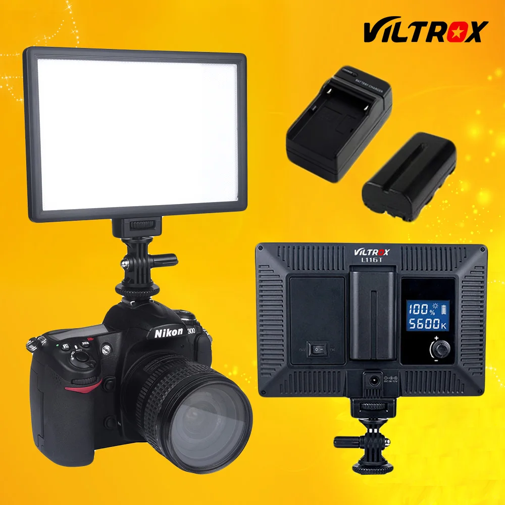 Viltrox L116T pantalla LCD Bi-Color y regulable Slim Video DSLR luz LED + batería + cargador para Canon, Nikon cámara DV videocámara - 1