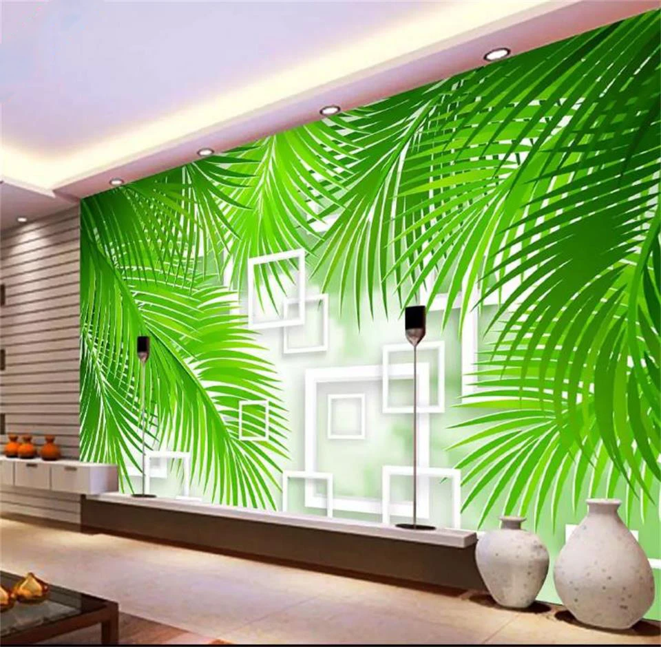 custom 3d photo wallpaper living room background mural coconut leaf 3d