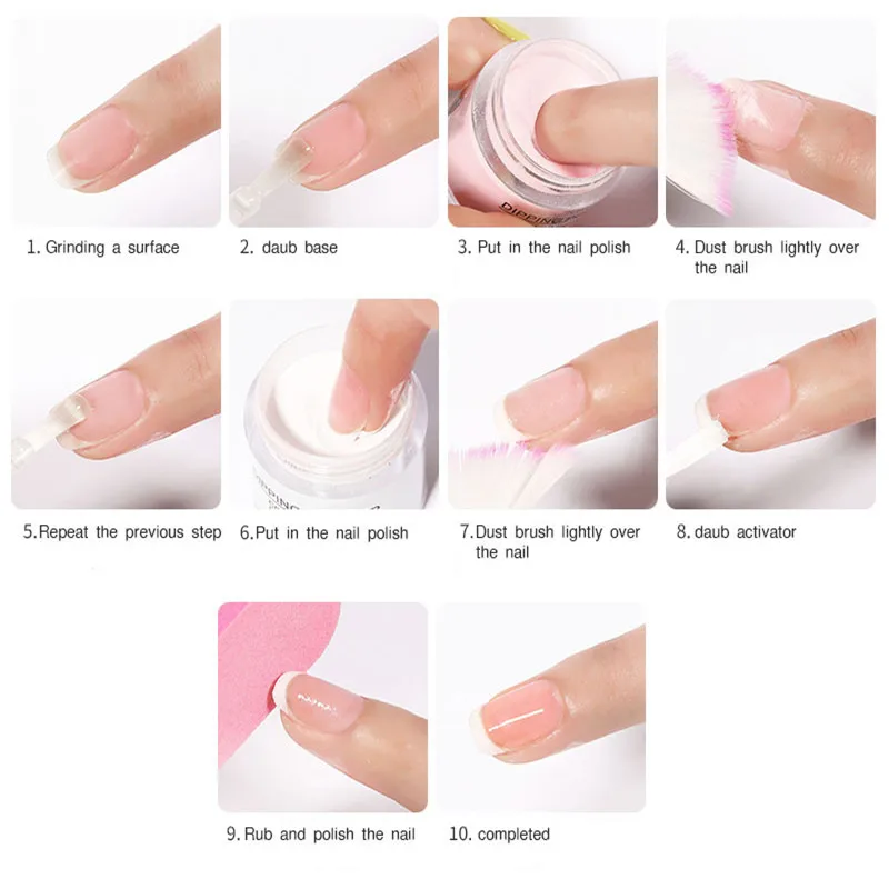 Solid Dip Powder White Clear Acrylic Powder Nail Dust 11 Colors Chrome Nail FA-46 Dipping Pigment For Nails Art G3