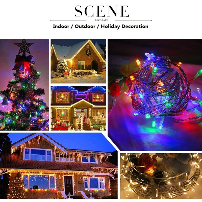 GBKOF Outdoor String Lights 10M 100 Leds Led Garland String Fairy Light 8 Mode Christmas Light Holiday Wedding Party Decoration GBKOF Outdoor String Lights 10M 100 Leds Led Garland String Fairy Light 8 Mode Christmas Light Holiday Wedding Party Decoration