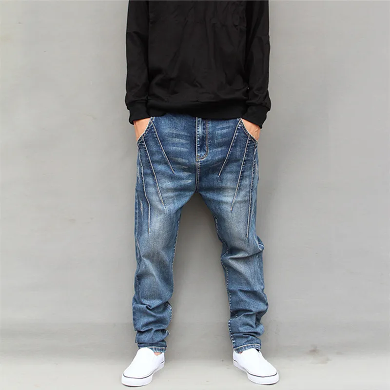 

Free shipping 2019 New spring Men's Stretch Denim Joggers Men Cotton Baggy Jeans Fashion Harem Pants Plus Size 6XL jeans 071909