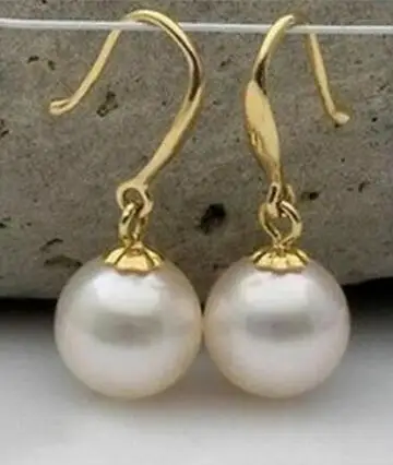 

free shipiing NEW HOT AAA 9-10MM round Freshwater white pearl earring