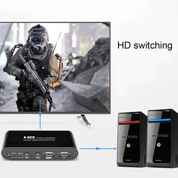 

2-Port USB 2.0 4K KVM Switch Hub Box Adapter Connector with USB Cable for Computer PC Laptop Keyboard Mouse Monitor Printer