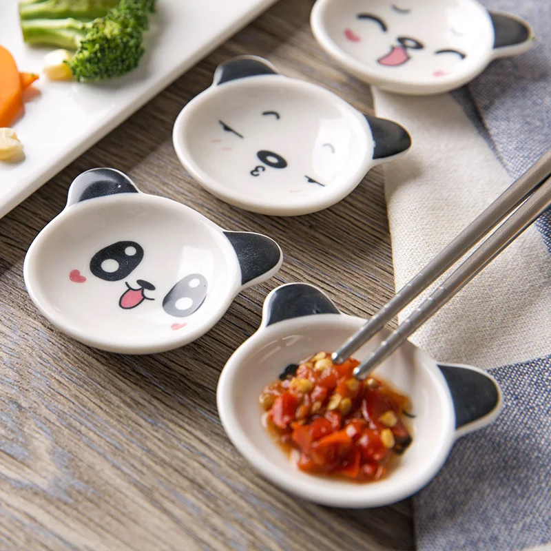 4 цвета милый мини панда уксус Блюдце Посуда Набор приправ соус тарелка для еды домашняя посуда