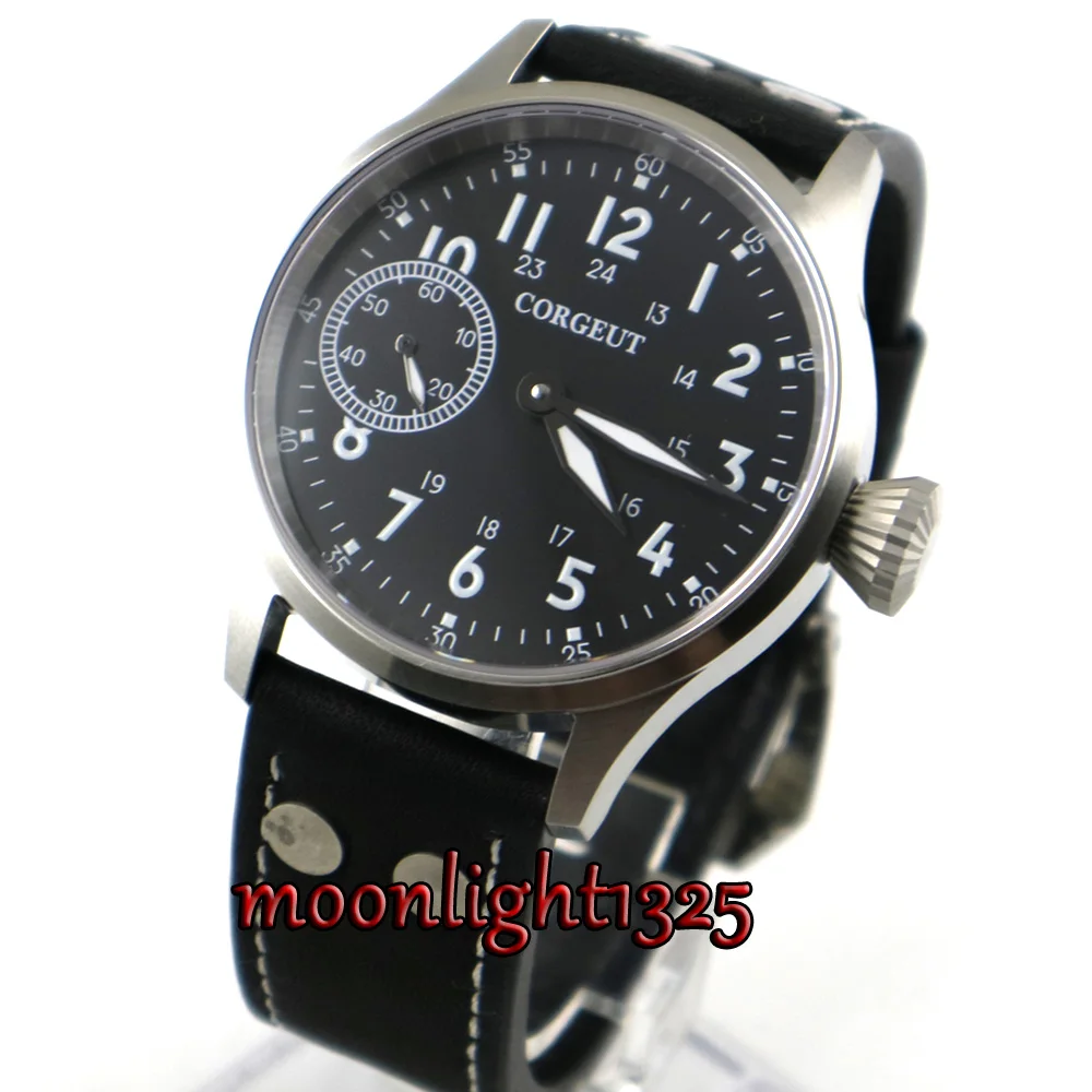 

Corgeut 43mm Sapphire Glass Black Dial Luminous Hand Winding 6497 men's watch