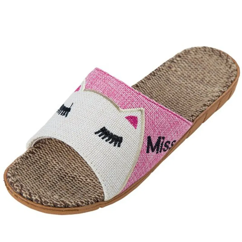 

Summer Shoes Woman Cotton Linen Home Slippers Women Anti-slip Flip Flops Spring Couples Slides Flat Home Shoes Indoor Slippers