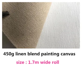 

450g thick painting canvas, linen blend blank canvas, fine texture thick linen canvas roll 1.7m *10m
