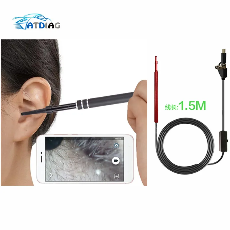 

3 in 1 USB OTG Visual Ear Cleaning Endoscope Spoon Multi functional Earpick Diagnostic-Tool Android 720P Camera