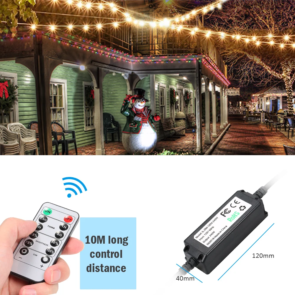AC 110 130V LED Dimmer Outdoor String Lights Dimmer Wirelss Remote