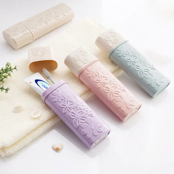 

Portable Flower Carved Toothbrush Holder Outdoor Travel Hiking Camping Toothrush Cap Case Home Toothpaste Storage Box Wash Cup