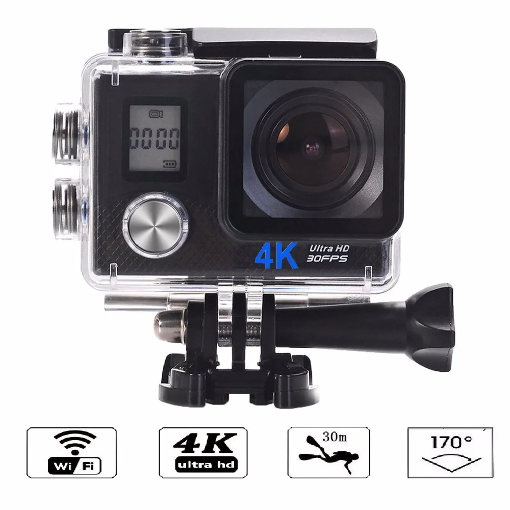 Спортивная Экшн камера Ultra HD 4K с двойным жк экраном Wi Fi 16 МП 1080P водонепроницаемая