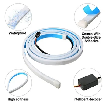 

1Set 120CM 150CM 335 LED Car Styling Dynamic Streamer Turn Tail Trunk lights LED Warning Light Ice Blue White +Red
