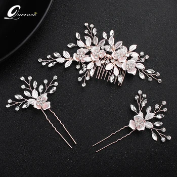 

Rose Flower Handmade Bridal Comb Wedding Hair Accessories Bridal Tiara Hairband Women Party Jewelry Handmade Prom Headdress