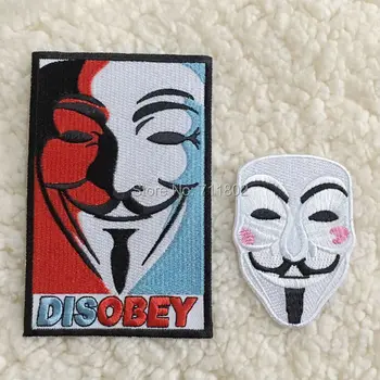 

for vendetta iron on patch WD 019 V for embroidery appliques cartoon movie TV patch for clothing biker vest patches accessoriy