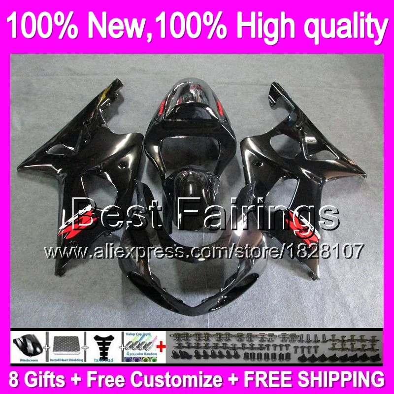

FairingALL Black For SUZUKI GSX-R1000 GSXR1000 00-02 86B3 K2 Gloss black GSXR 1000 GSX R1000 00 01 02 2000 2001 2002 +Decal