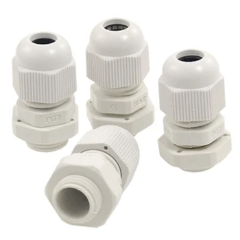 

10x New 4 Pcs 3-6.5mm Cables PG7 Waterproof White Plastic Glands Connectors