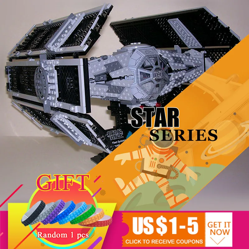 

05055 1212Pcs Star Series The Rogue Wars One USC Vader TIE Advanced Fighter Set Building Blocks Compatible with 10175 lepin