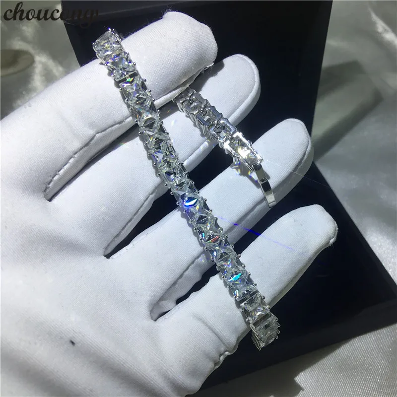 

choucong Charm Female White Gold Filled bracelets Princess cut AAAAA Zircon cz Silver Colors bracelet for women Fashion Jewerly