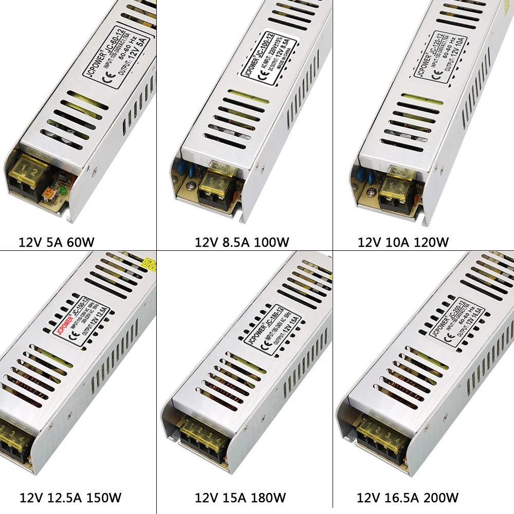 DC12V 5A/8.5A/10A12. 5A/15A/16.5A/20A/30A длинный-образный тонкий светильник ing трансформатор Светодиодная лента светильник импульсный источник питания