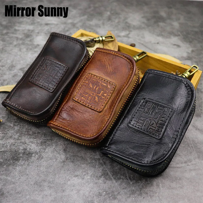 

Original Handmade Vintage Large Capacity Key Pack Multi Functional Washed Leather Door & Car Key Wallets Driver's License Bag