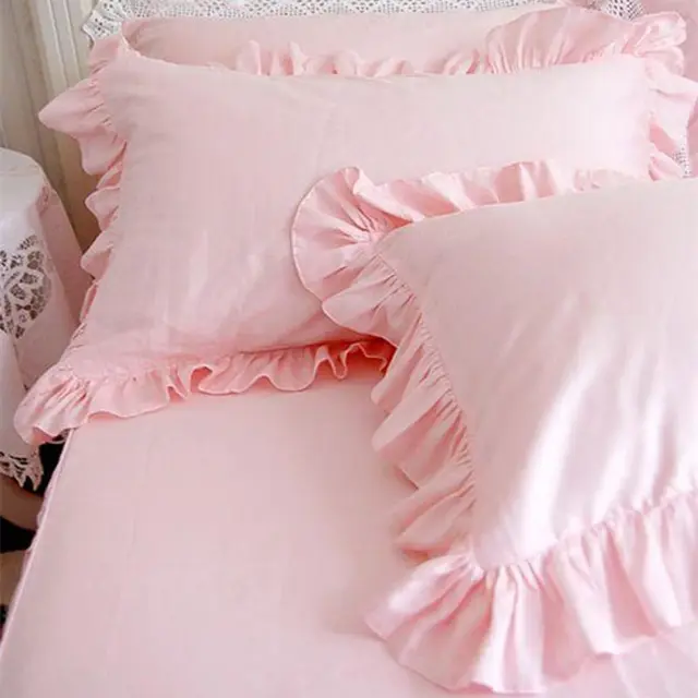 2pcs pink pillow case European princess ruffle pillow cover handmade
