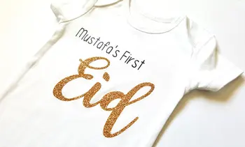 

Customize Hajj, Mabrook, Eid Islamic birthday baby shower bodysuit onepiece romper Outfit New Year party favors muslim gifts
