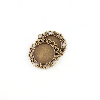 

New Fashion 5pcs 25mm Inner Size Antique Bronze Round Cameo Cabochon Base Setting Charms Pendan