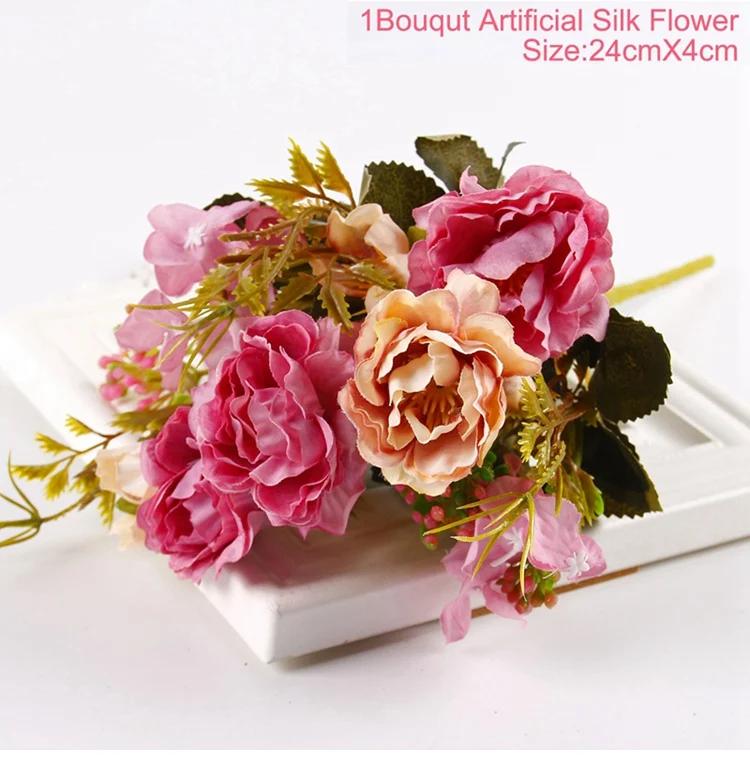 QIFU 30 см мини-Роза 1 букет 15 Цветочная головка искусственные шелковые цветы ветви искусственные цветы для декора свадьбы