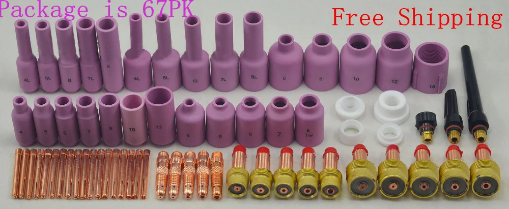 

11.11 Welding nozzle combination package delivery TIG Gas Lens KIT,Back Cap Collet Body Fit TIG Welding Torch SR WP17 18 26,67PK