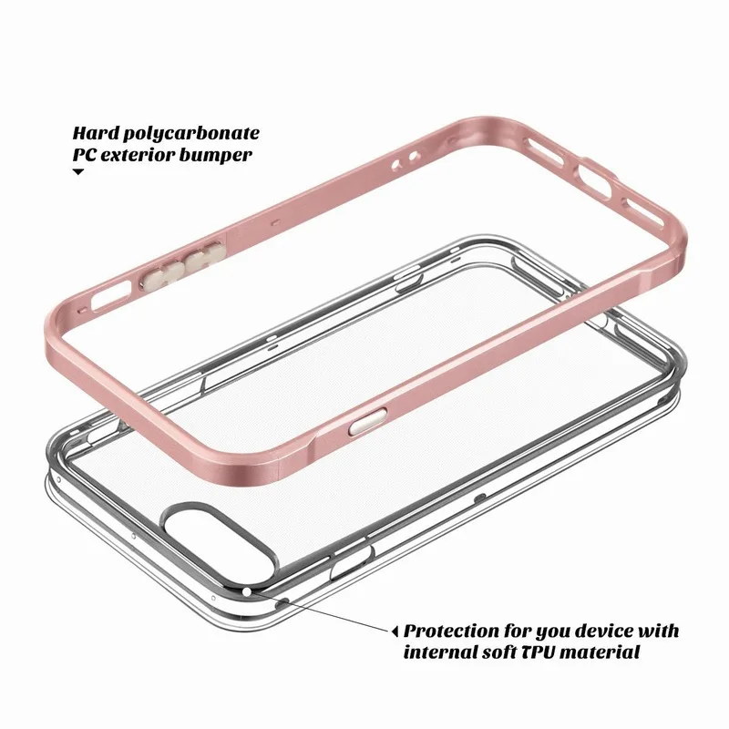 Ascromy For iPhone 8 Plus Case Frame Crystal Clear Rubber Hybrid Protective Case Cover for iPhone 7 X 6 S 6S 5 5S SE Accessories (3)