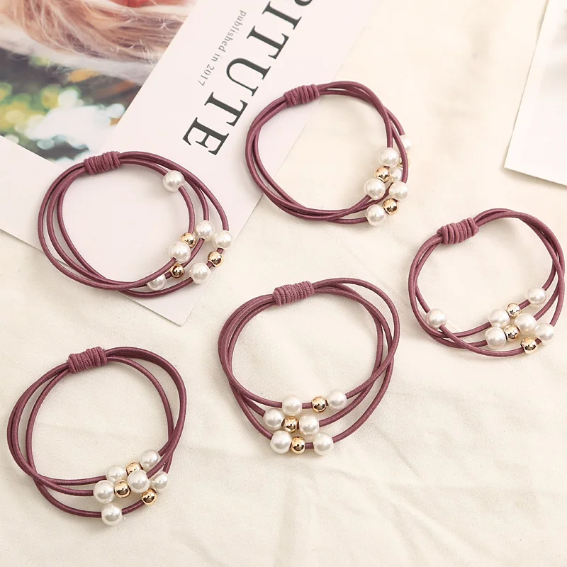 2018 Hair Accessories Pearl Elastic Rubber Bands Ring Headwear Girl Elastic Hair Band Ponytail Holder Scrunchy Rope Hair Jewelry - Image 6