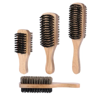 

Men Double-Side Antistatic Hair Brush Wooden Handle Massage Facial Beard Styling