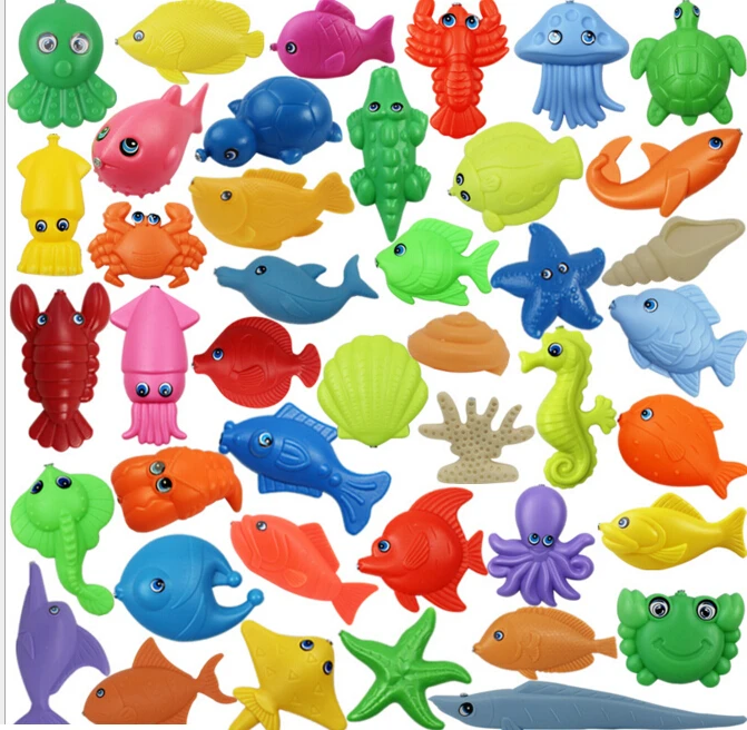 Wholesale 50 pcs/lot Plastic 3D Stereo Fish Fishing Toy Baby