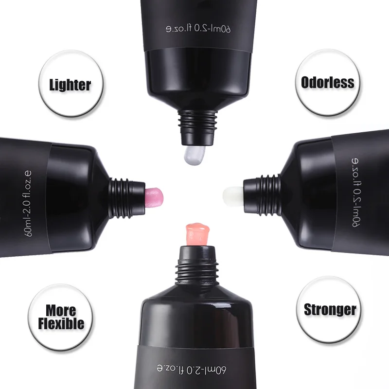 MSHARE 60ml Polygel Nails Acrylgel Poly Acryl Nail Extension Quick Building UV Builder Gel Tips Slip Solution Liquid Brush Set