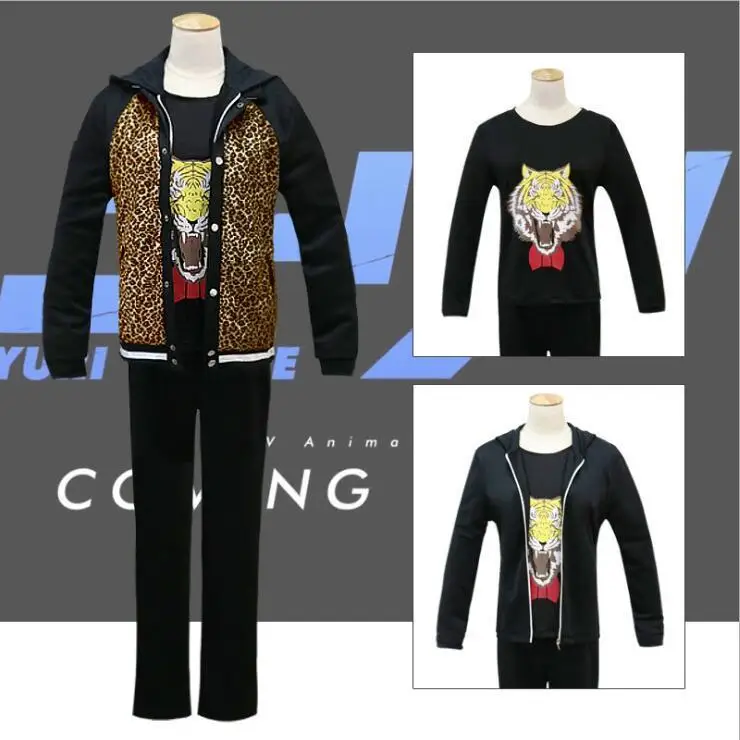 Yuri On Ice Косплей Костюм PLISETSKY куртка леопардовое пальто Мужская толстовка для