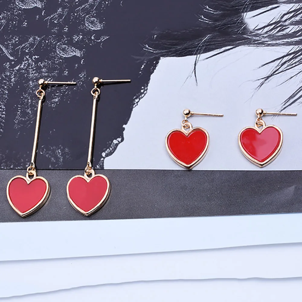 

New Fashion Women's New Jewelry Peach Heart Fantasy Series Earrings Long and Short Style Earrings