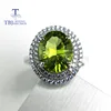 Tbj-Anillo de Plata de Ley 925 con gema de Peridoto, anillo de 100% con gema de peridoto Natural de corte cóncavo de ov8 x 10, 3CT, joyería de piedra de color con caja de regalo ► Foto 2/6