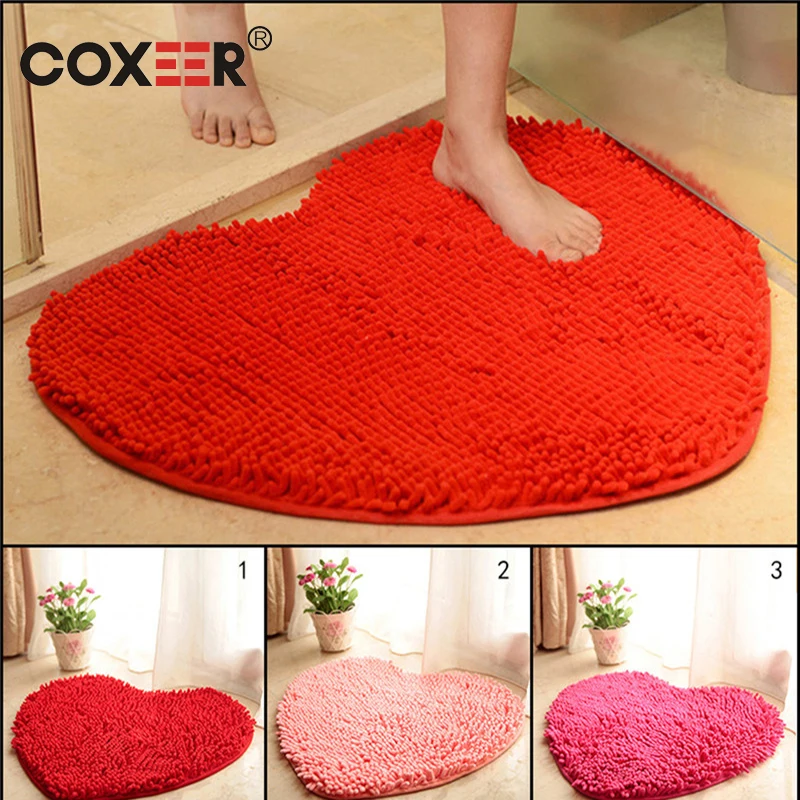 Coxeer милый ковер в форме сердца, шениль, современный нескользящий коврик, абсорбирующий коврик для ванной комнаты, спальни, Alfombras