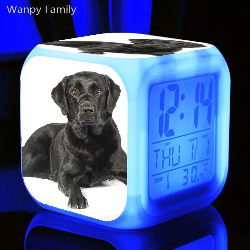 

Labrador Pet Dog LED Alarm Clock 7 Color Glowing Digital Alarm Clock For Kids room Night Light Electronic Watches Clock
