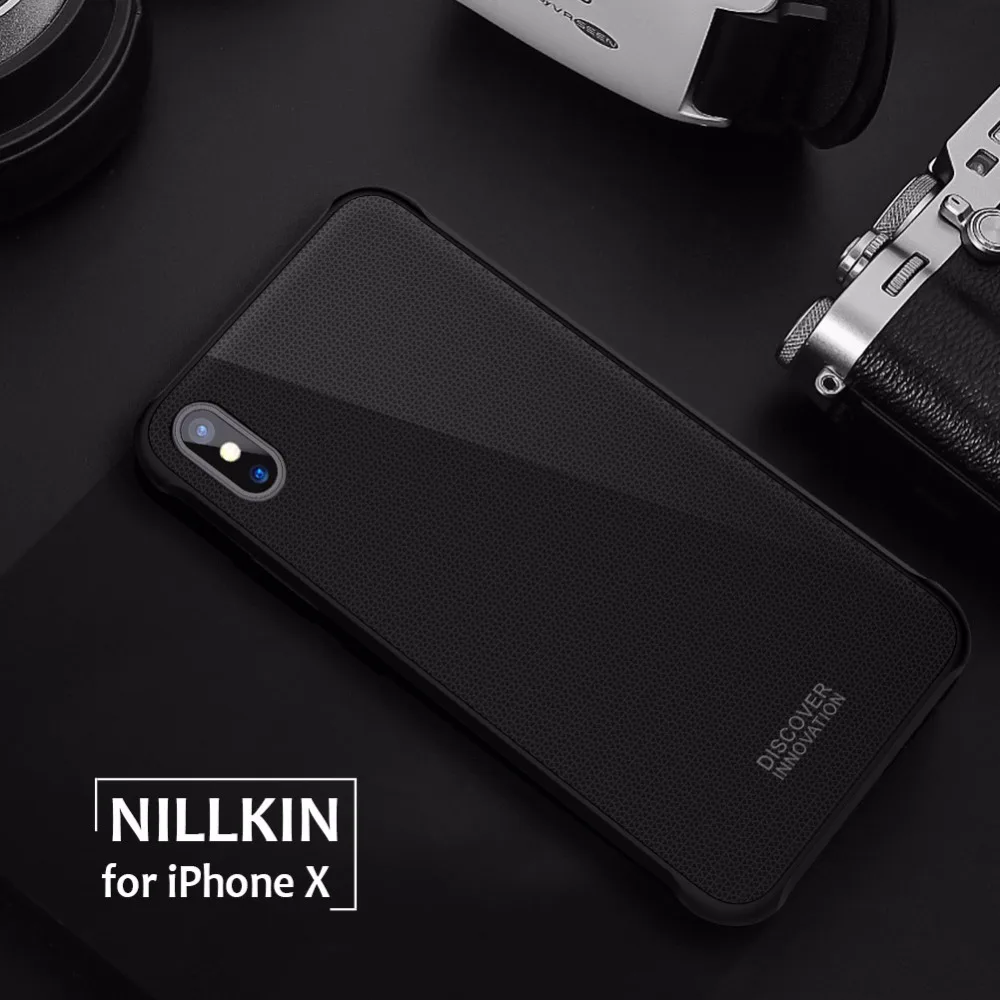 

for iPhone XS X Tempered Glass Armor Case Nillkin 9H Hard Tempered Back Cover Case Magnets Car Holder Case for iPhone X XS Coque