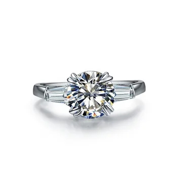 

Pure 14K Gold Jewelry Ring Ladder Side Mount 2CT Engagement Ring Simulate Diamond Anniversary Ring Female Xmas Gift Gold