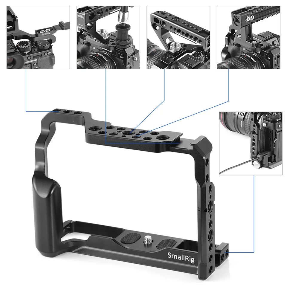 Клетка для цифровой зеркальной камеры SmallRig для камеры Fujifilm X-T3 с удобной ручкой, БЫСТРОРАЗЪЕМНАЯ система Nato Rail Arri с отверстием для определения местоположения 2228