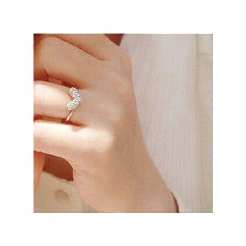 

NZ27 Wholesale Fashion Love Heart Ring Shiny Rhinestone Silver Color Adjustable Ring For Women Wedding Jewelry Gift Dropshipping