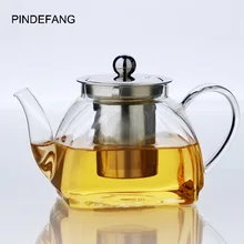PINDEFANG квадратное боросиликатное стекло чайник с сито из нержавеющей стали заварочный Стеклянные Чайники плита чайник 18 фл. унций/400 мл