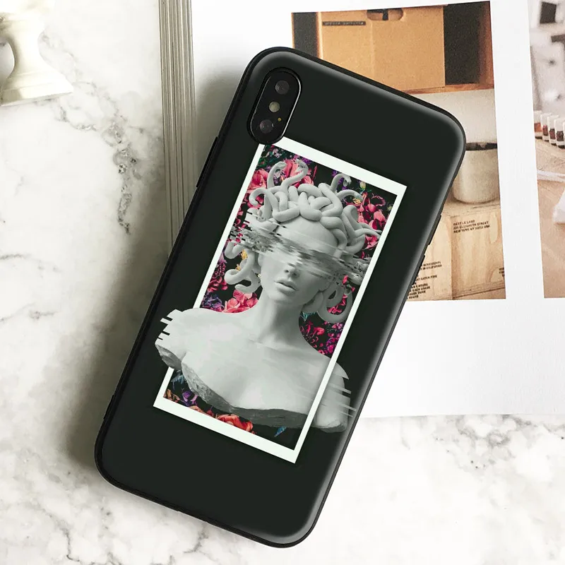 

Medusa Plaster statue Glitch Art Soft Silicone Phone Case Cover Shell For Apple IPhone X 8Plus 8 7Plus 7 6SPlus 6s 6Plus 6 Se 5
