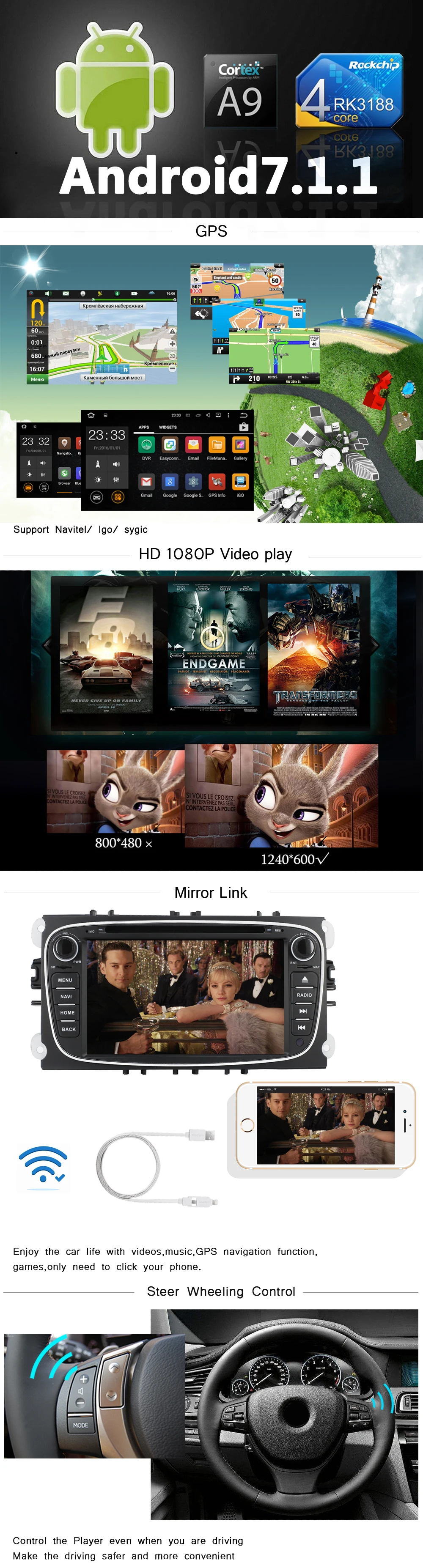 GPS+HD+MirrorLink+SWC Black