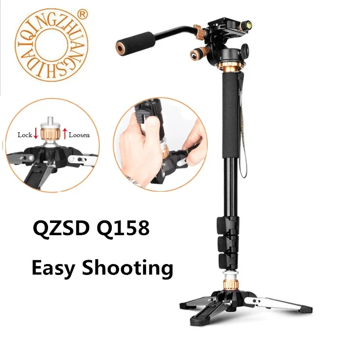 

QZSD Q158B 4 Section Aluminum Video Camera Tripod Monopod With Quick Release Plate For SLR DSLR Video Camera Phone Pk Zomei Q111