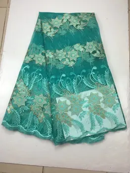 

Best Selling Swiss voile laces African Lace Fabric Green Gold Nigerian French Fabric 2018 3 d flowers African Tulle Lace Fabric