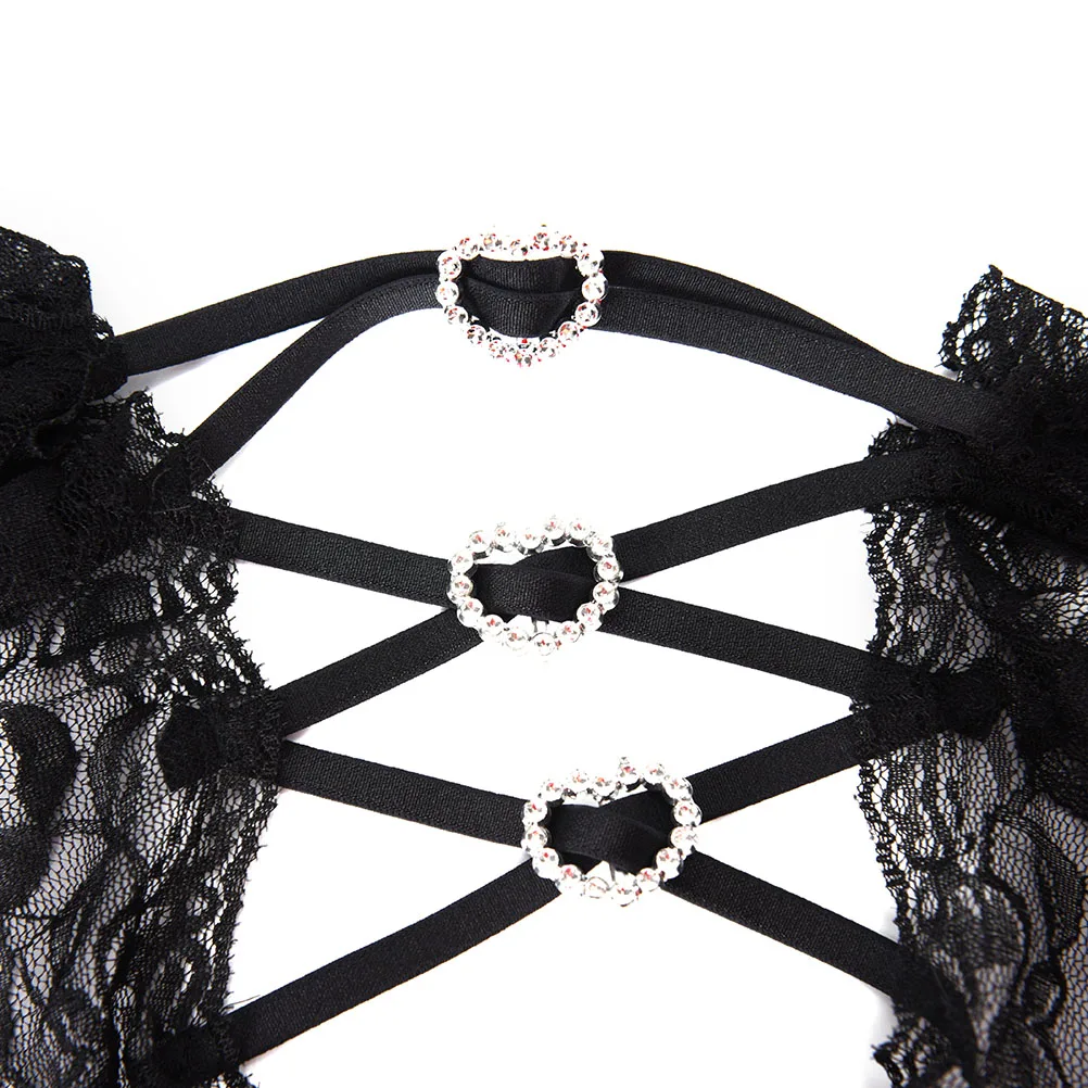 1Pcs Women Sexy Lingerie Black G String Lace Floral Sling Nightwear Underwear Sleepwear Teddies Bodysuits Wholesale