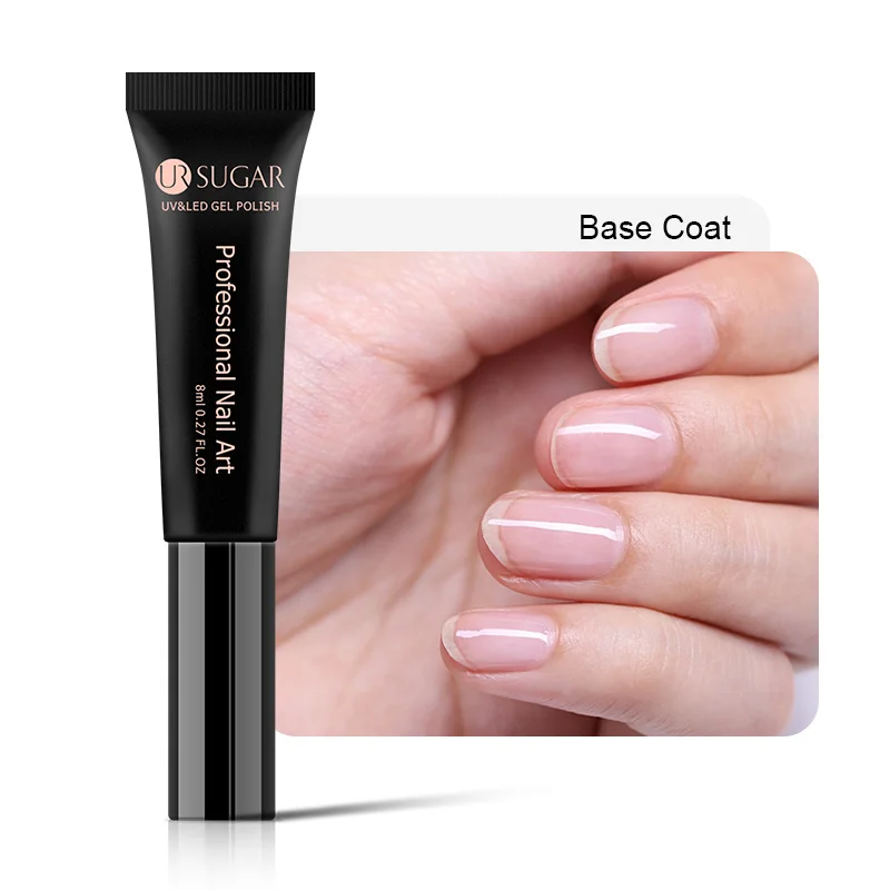 UR SUGAR Base Coat Top Coat Tempered Enhance Nail Gel Polish Matte No Wipe Top Coat Soak Off UV Gel Varnish Lacquer Manicure - Цвет: 8ml Base Coat